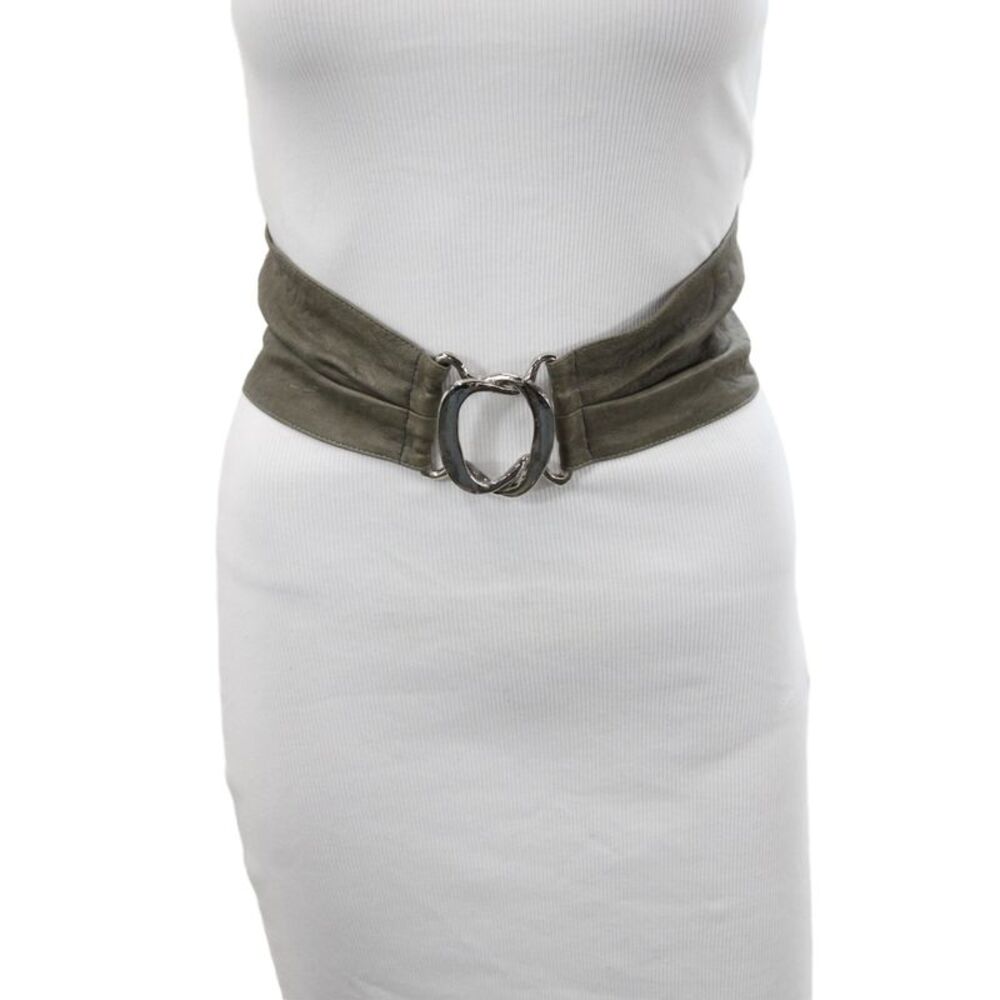 B Low The Belt Womens Leather Silver Hardware Buckle Waist Belt Gray Size S